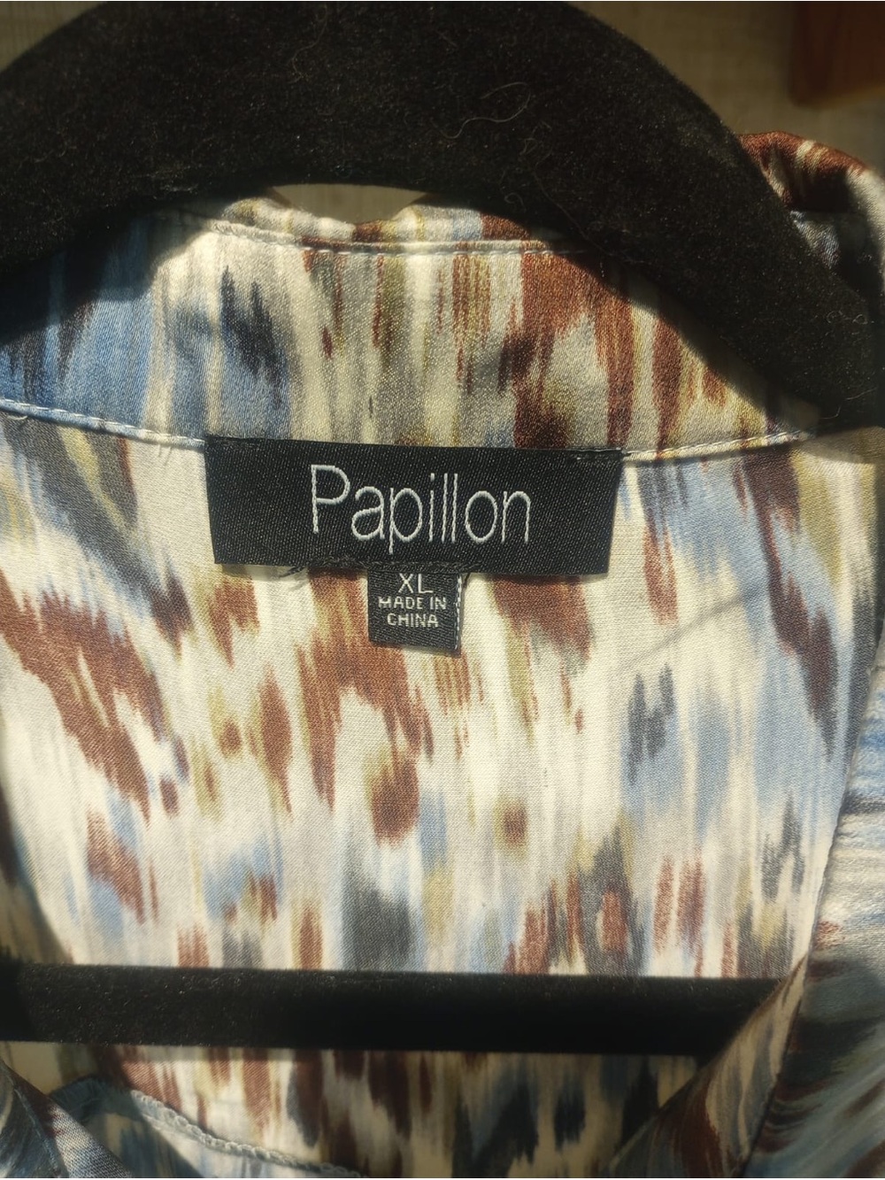 Papillon Blanc Blue and Brown Printed Long-Sleeve Shirt Dress - Picture 3 of 8